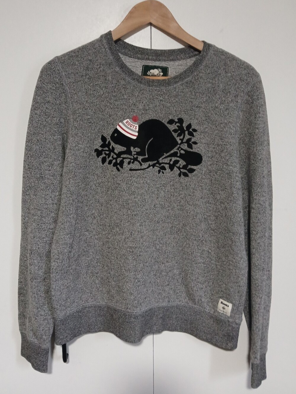 Roots Canada Grey Beaver Toque Graphic Crewneck Sweatshirt Womens Size L